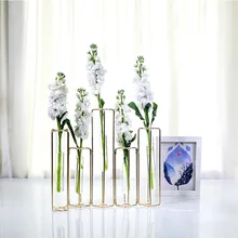 Новая нордическая креативная стеклянная 5 гидропонная ваза железная художественная ваза Золотая тестовая ваза в виде пробирки украшения для дома и офиса