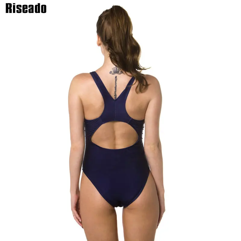 Riseado One Piece Swimsuit 2019 Sport Swimming Suits for Women Paint Printing Swimwear Women Racer Back Bathing Suits