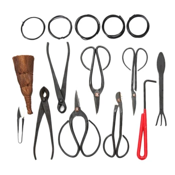 

THGS 10Pcs Bonsai Tool Set Carbon Steel Extensive Cutter Scissors Kit With Nylon Case For Garden Pruning Tools