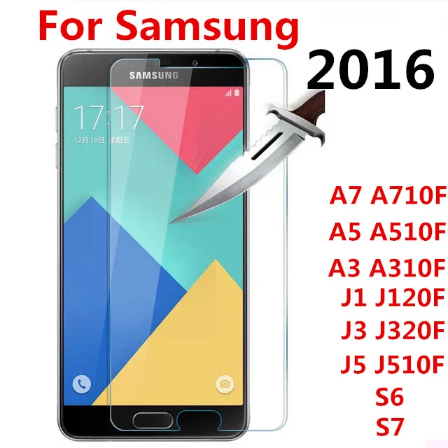 Screen Protector Film  Tempered Glass For Samsung Galaxy A3 A5 A7 J1 J3 J5 2016 A510F A710F J120F J320F J510F S6 7 case cover 