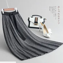 GTGYFF зимняя утепленная теплая трикотажная плиссированная юбка-Зонтик для женщин Женская рабочая одежда юбки с ремнем Женская saias