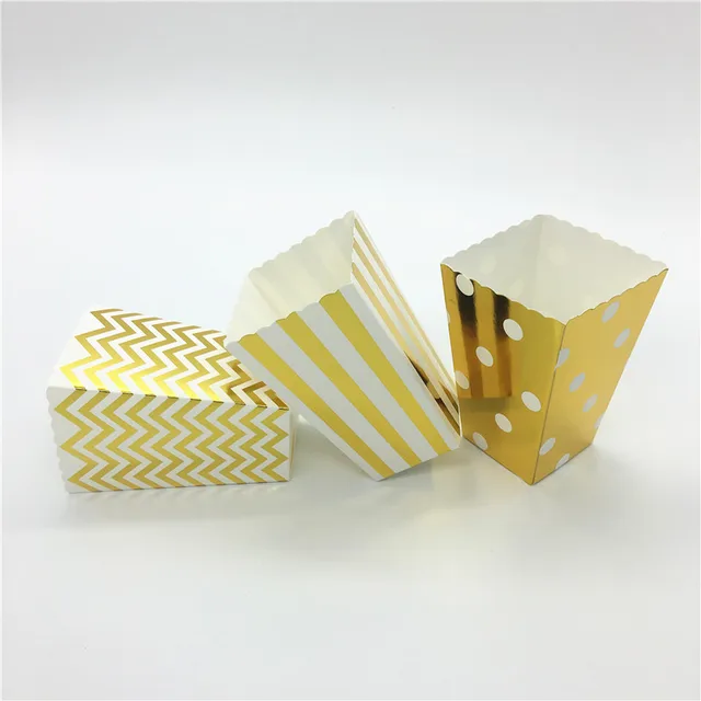 gold silver wave circles folding candy popcorn boxes birthday