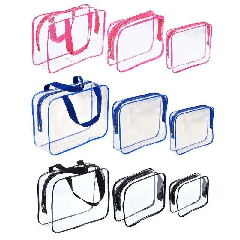 

3Pcs Clear PVC Cosmetic Bag Organizer Toiletry Makeup Wash Bags