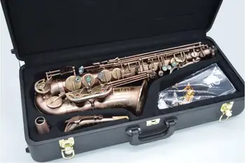 Saxofón Alto de instrumentos Retro personalizado, Saxofón plano WES-2018 E, saxofón de latón y cobre antiguo único Eb Tune