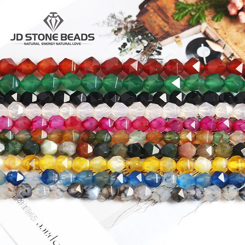 

JD Stone beads free shipping 6mm~12mm Natural onyx agate Diamond Cutting Faceted Stone Round Loose Beads DIY bracelet decorate