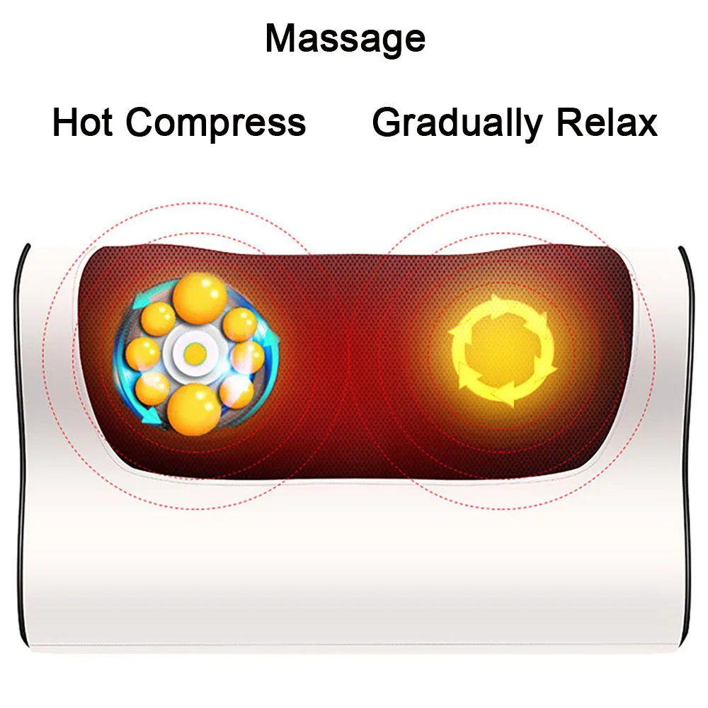 Новейшая массажная подушка шиацу, cervic массажер для шеи, расслабляющий плащ для спины, Электрический массажер для тела, инфракрасный нагрев, уход