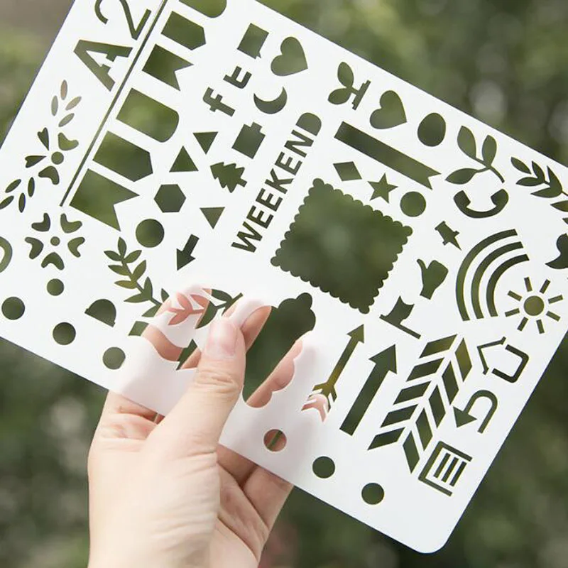 

1pc Stencil Bullet Journal 21*14.5cm Large Size Stencil Number Letter Painting Template Ruler Diy Album Drawing Ruler Stationery