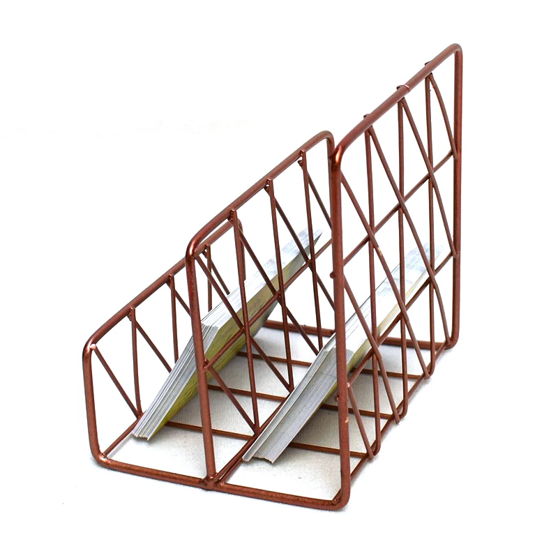 Rose Golden Office School Supplies Letter Holder Organizer Envelope Sorter Mesh Wire Metal Letter Memo Holder Small 10pcs/set