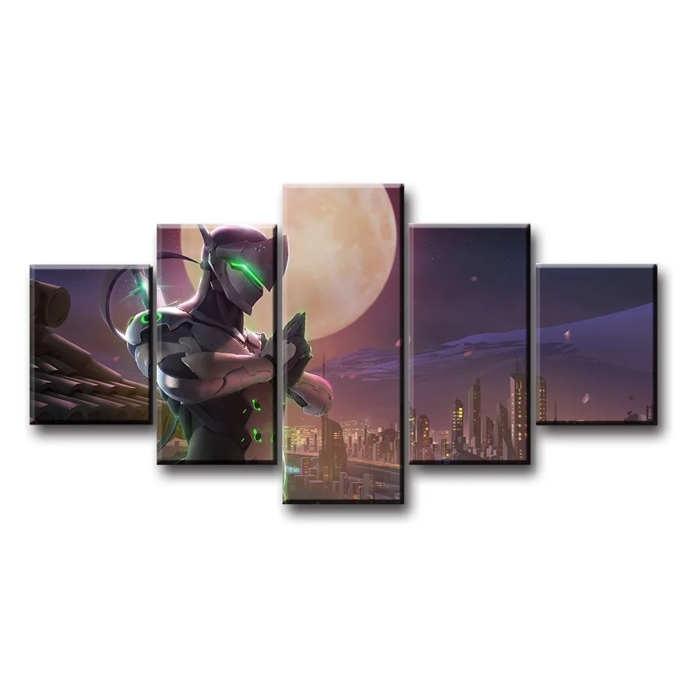 5 Piece Genji Video Game Scene Poster And Prints Wall Art Modern Decorative Pictures Canvas Paintings Home Decor quadro cuadros