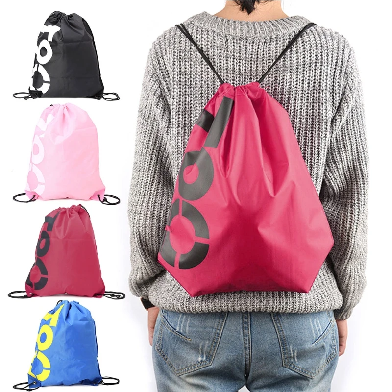 4 Colors Backpack Shopping Drawstring Bags Waterproof Travel Beach Gym Shoes Sports Oxford Cloth Pack
