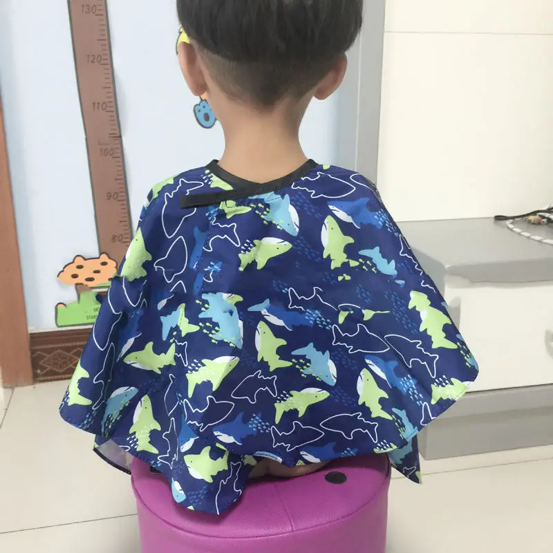 Shelldhard 1pc Children Cartoon Hair Cut Cap Waterproof Hairdresser Dressing Salon Gown Apron Cloak Cloth For Salon