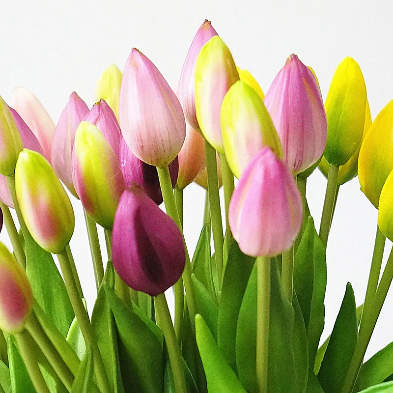 Najtaniej 7 sztuk pęczek prawdziwy dotyk miękkiego silikonu sztuczne tulipany kwiat do dekoracji ślubnej domu fałszywe kwiaty ślubne ręcznie flores tulipan