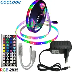 10 м RGB Светодиодные ленты света 2835 водонепроницаемый smd RGB 5 м 15 м светодиодный гибкие светодиодные ленты Диод + 44 контроллеры, кнопки + DC12V