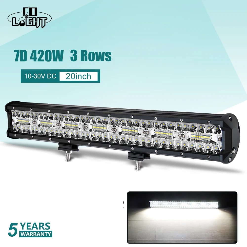 

CO LIGHT 20 inch LED Work Light LED Bar Light 420W 3-Row 4x4 Offroad Light Bar 12V 24V for Tractor Boat 4WD Truck SUV ATV Barra