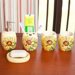 Пять частей керамический набор для ванной ручная роспись Свадебный стирка творческий набор для ванной продукты рот чистки чашки комплект
