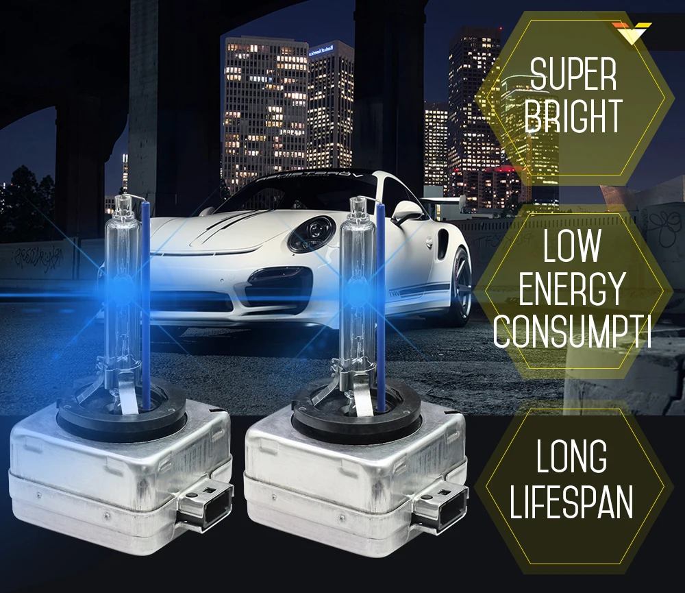 Lâmpada de Luz Xenon para Carro Substituição para Osram Compatível com 66043 Lâmpada 4300k-10000k 12v ou Philips ge 66144 85410 ub 35w D1s D1c Hid 2 para osram ou philips ge compatível com 66043 66144 85410 ub