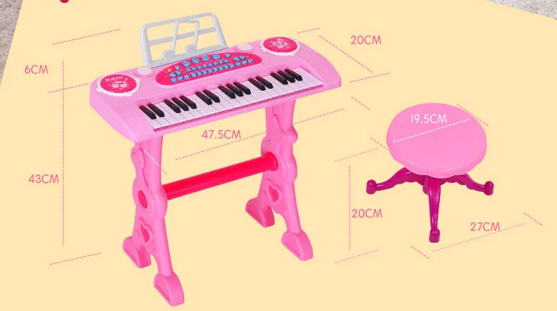 Brinquedos para Crianças 2 em 1 Eletrônica Teclado Jogador Tambores Brinquedo Piano Indoor Crianças Instrumento Musical Aprendizagem Educação 37-chave 33 Instrumento musical de brinquedo