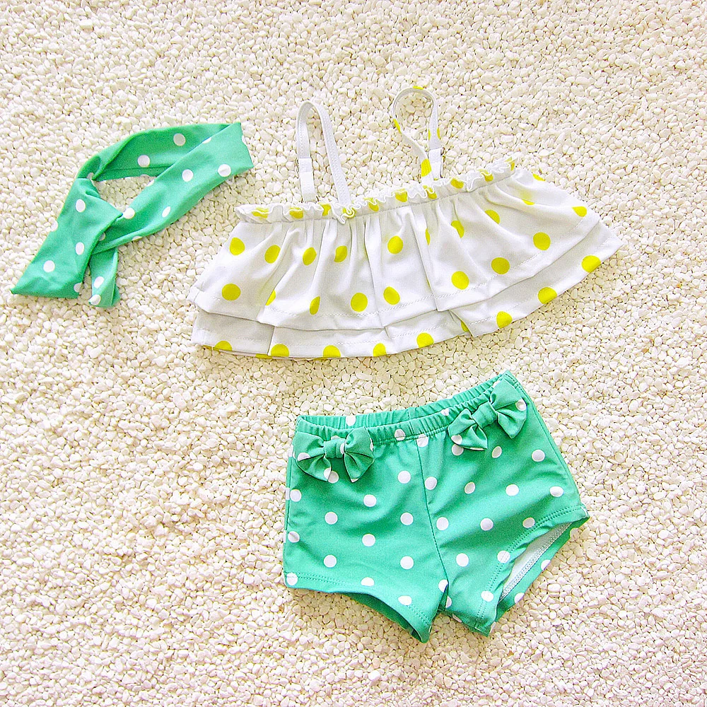 3 pcs Girl Swimsuit Two Pieces Children's Swimwear Swim Suits Children Split Bikini Sets Bathing Suit Biquini Infantil