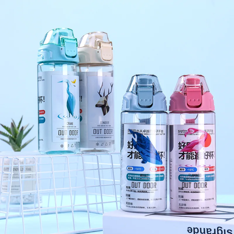 

500/600/700ML Plastic Sports water Bottle Cartons Students Leak Proof Prevent Choking Drinking Outdoors Portable Water Bottle