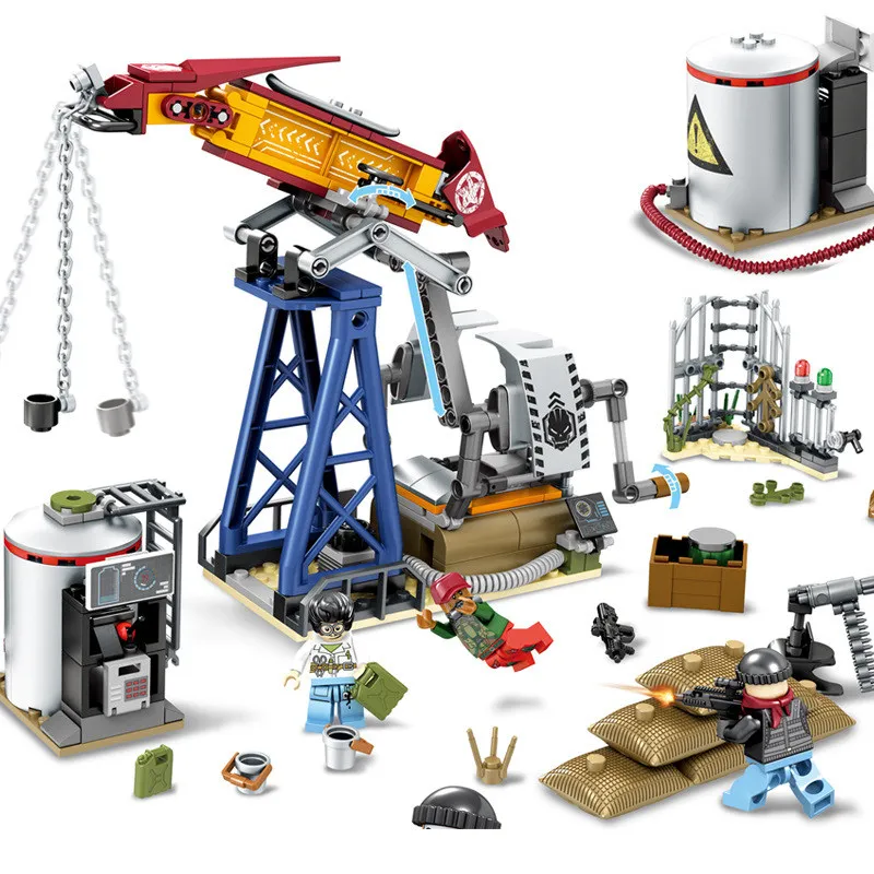 

Small particles 316pcs Military Series Oil drilling base Building Blocks Educational Toys For children