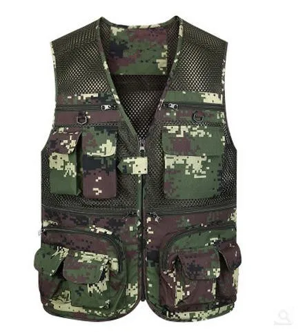 

Male Summer Sleeveless Jacket Multi-Pockets Casual Mens Vests Plus Size Colete De Pelo Man Vest Military Tooling Waistcoats K342