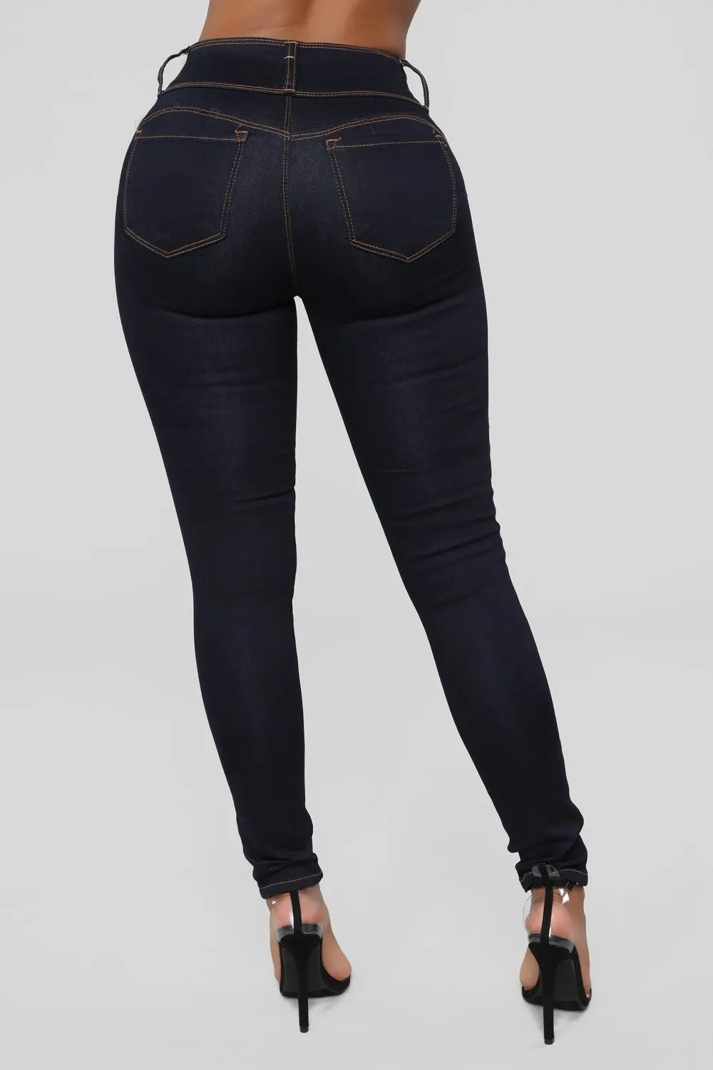 Джинсы женские с высокой талией стрейч летние модные длинные брюки обтягивающие тонкие джинсовые брюки для женщин черный синий
