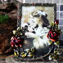 7 дюймов, классика, Металлические Розы, винтажная фоторамка, семейная рамка свадебной фотографии, настольные украшения, семейная фоторамка