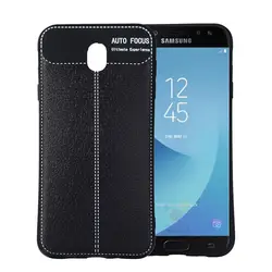 Litchi кожу мягкой ТПУ силиконовый чехол для samsung Galaxy J3 J5 J7 Pro 2017 EU чехол из искусственной кожи Текстура матовая чехол для J3 J5 J7 2017