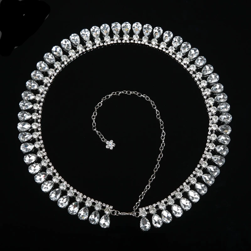 Women Belly Dance Belt Rhinestones Bridal Sash Wedding Dress Sash Belt