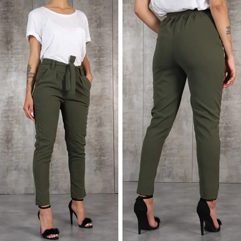 Black Khaki Green Pants Woman Trousers 