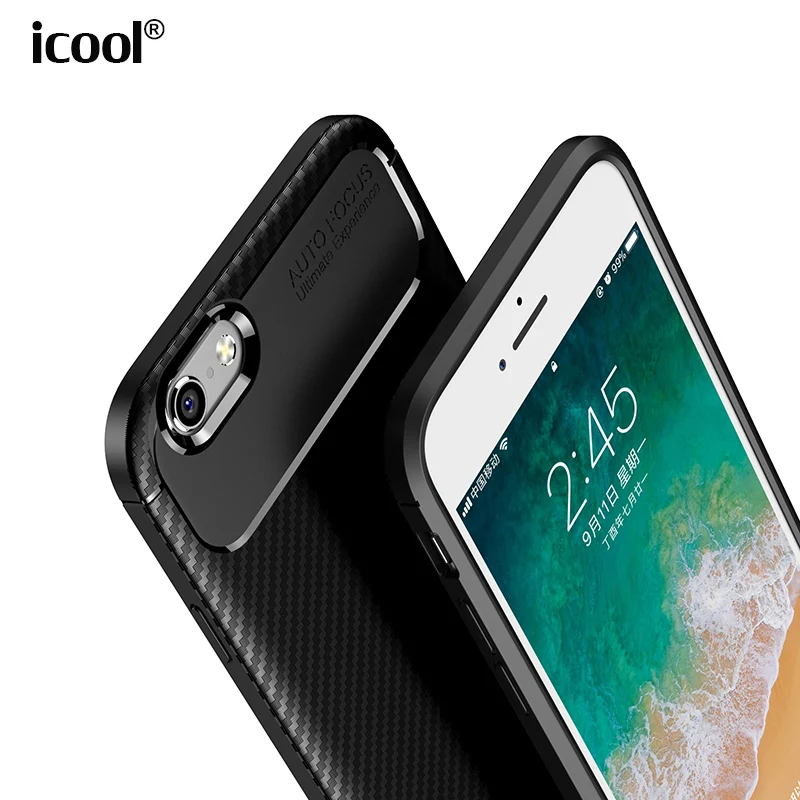 cheap icool for iPhone 6 6s Case 6 Plus Back Cover Luxury Carbon Fiber Slim Silicone Shockproof Soft TPU Case for iPhone 6s Plus Cover