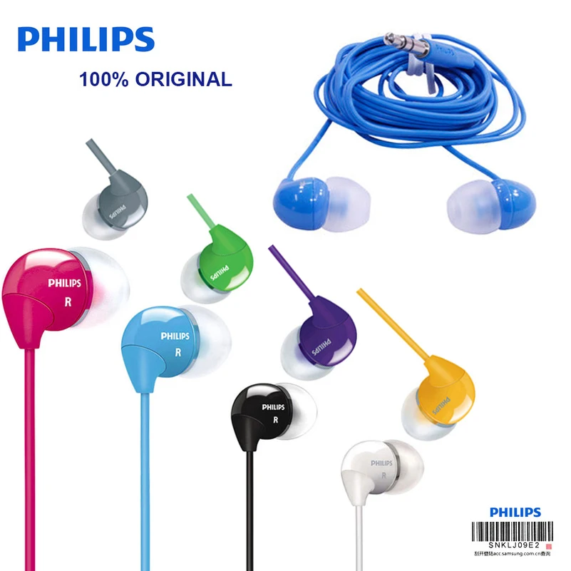 Оригинальные наушники вкладыши Philips SHE3590 с многоцветным выбором стерео бас