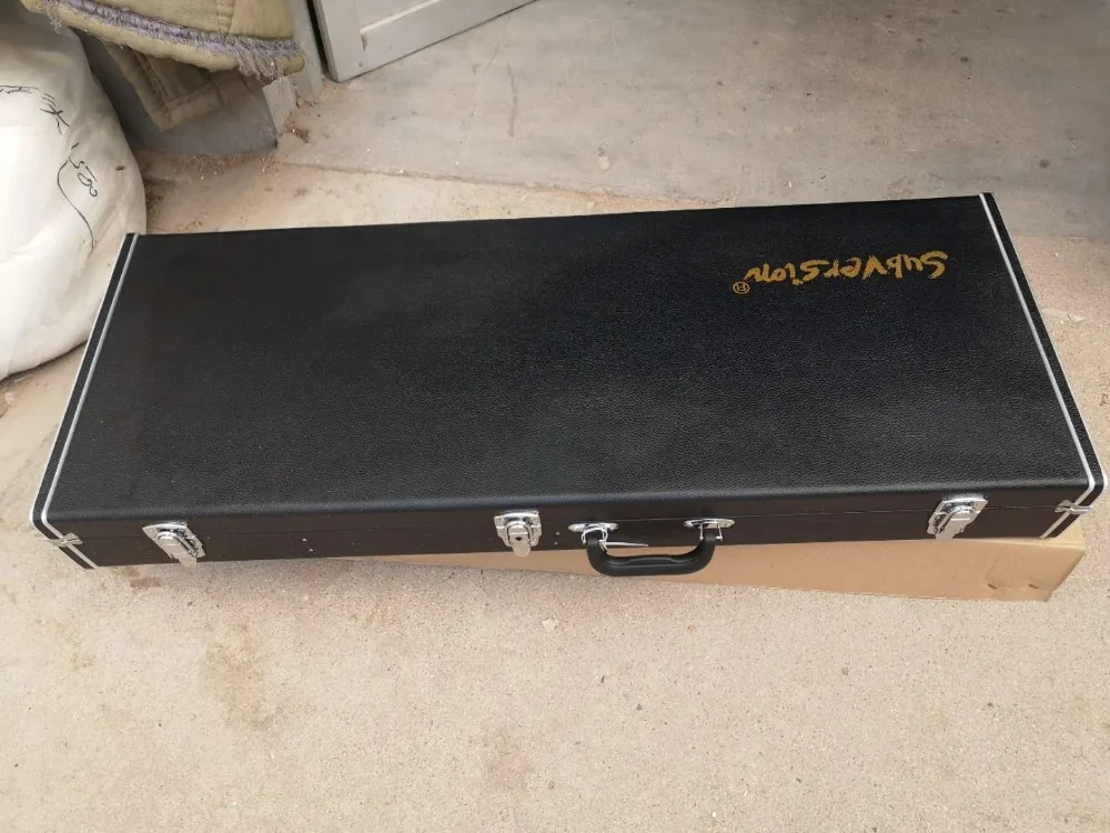 

Factory wholesale Top Quality GYHC-0001 black color square shape leather beautiful hardcase for electric Guitar, Free shipping