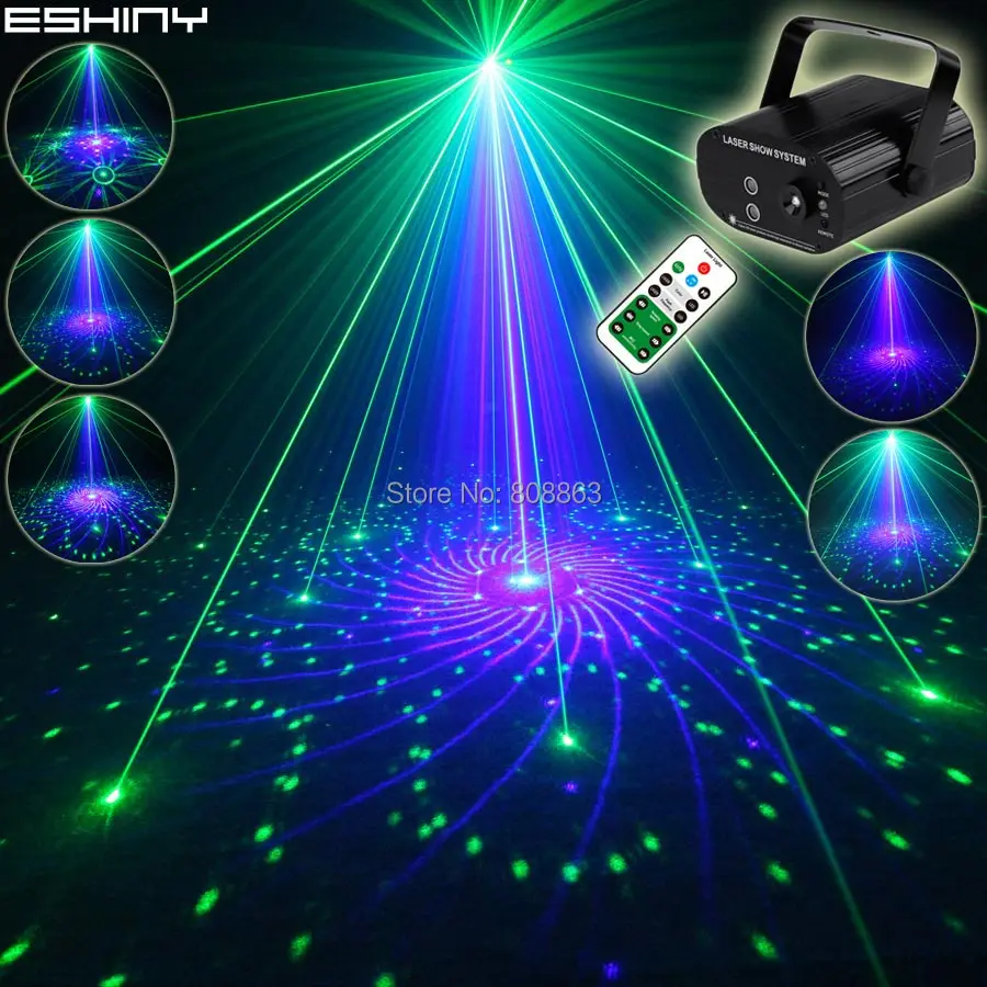 ESHINY عن الأزرق LED البسيطة G & B الليزر 48 أنماط العارض بار DJ نادي الرقص عيد الميلاد ديسكو المدرسة حزب أضواء للمسرح تظهر N6T152
