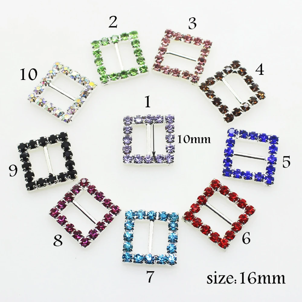 

Wholesale 100pc inner 1cm Square Rhinestone Buckle Diamante Crystal Slider DIY Craft supplies Wedding Invitation card Decoration