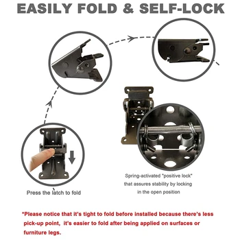 

4Pcs Collapsible Support Frame Self-Locking Hinge Table Leg Fittings And Gussets - For Folding Legs Folding Workbench Folding