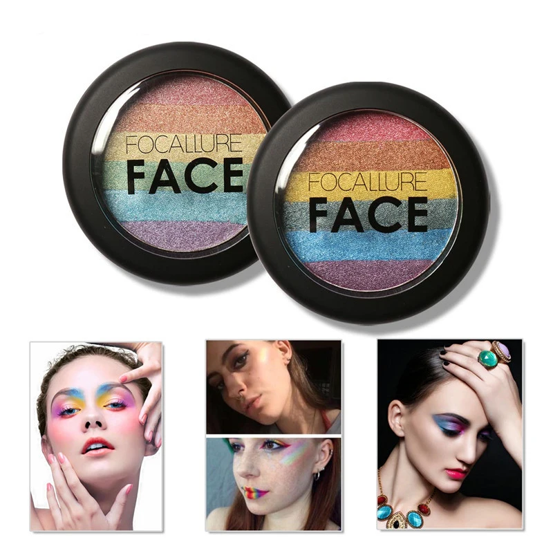 1 PC FOCALLURE Brand Rainbow Highlighter Face Brightener Bronzer