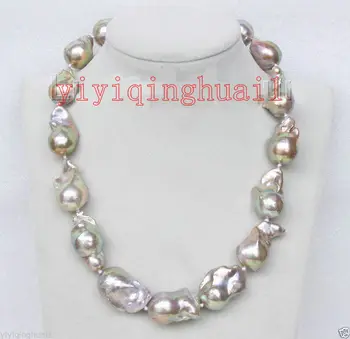 

luster 18"15-29mm peacock purple Reborn keshi pearls necklace hook wholesale women's jewelry Luxury Girls Wedding