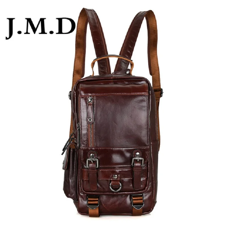 

J.M.D Tanned Leather Mens Multifunction Backpack For Student School Girl's Backpacks Travel Bag 2002