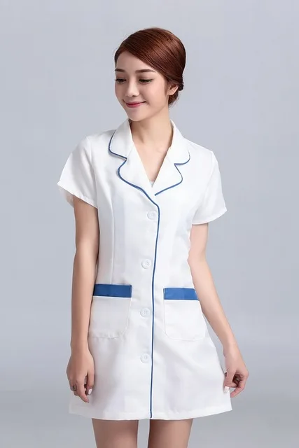 Женская Больничная униформа для ухода, комбинезоны, платья, костюмы, белое пальто, лабораторное пальто, медицинский техник - Цвет: Бежевый