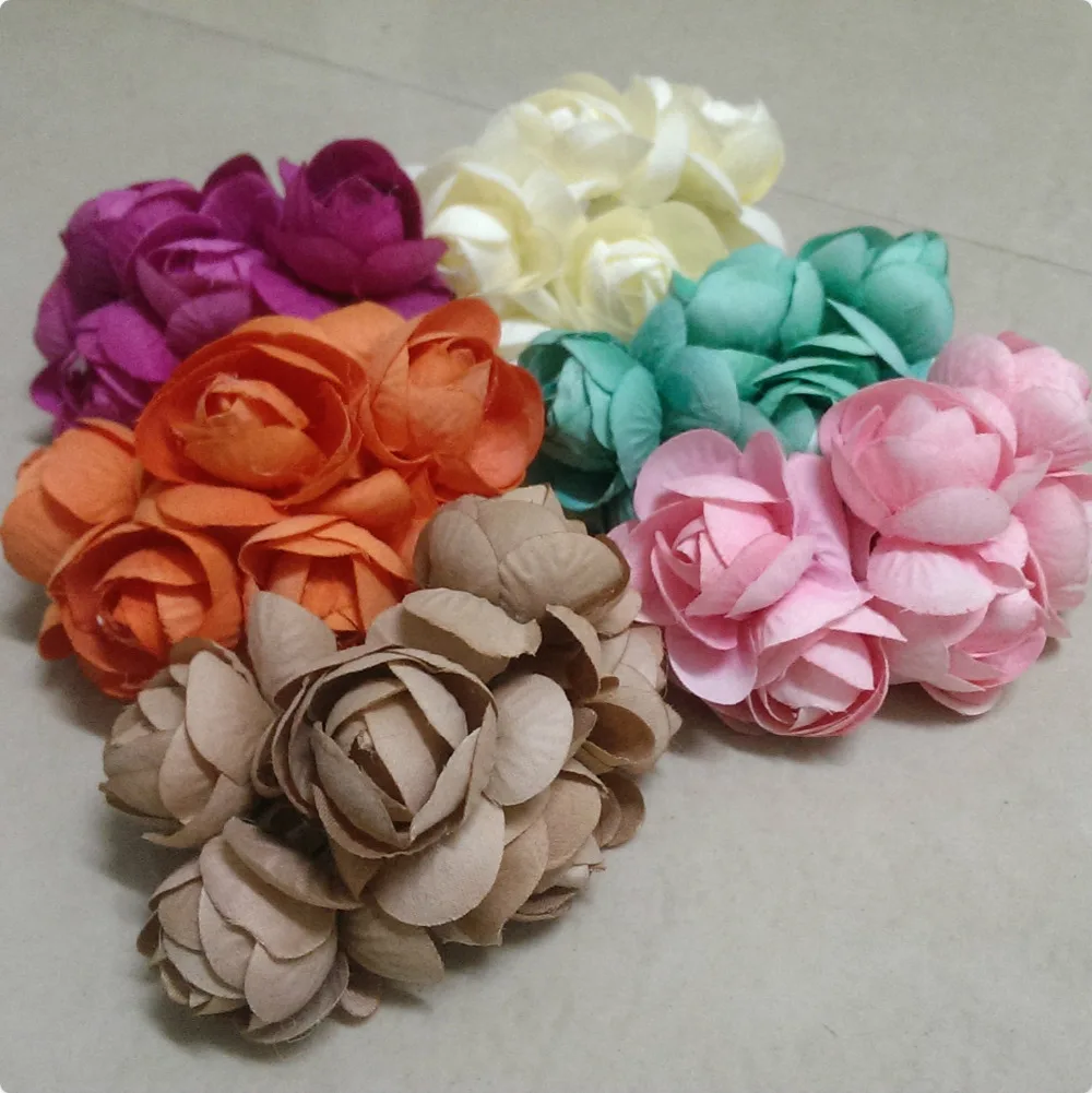 

2014 NEW 4.5-5cm (36pcs/lot) MIX COLOUR Mulberry Flower Bouquet/wire stem/ Scrapbooking artificial cloth rose flowers