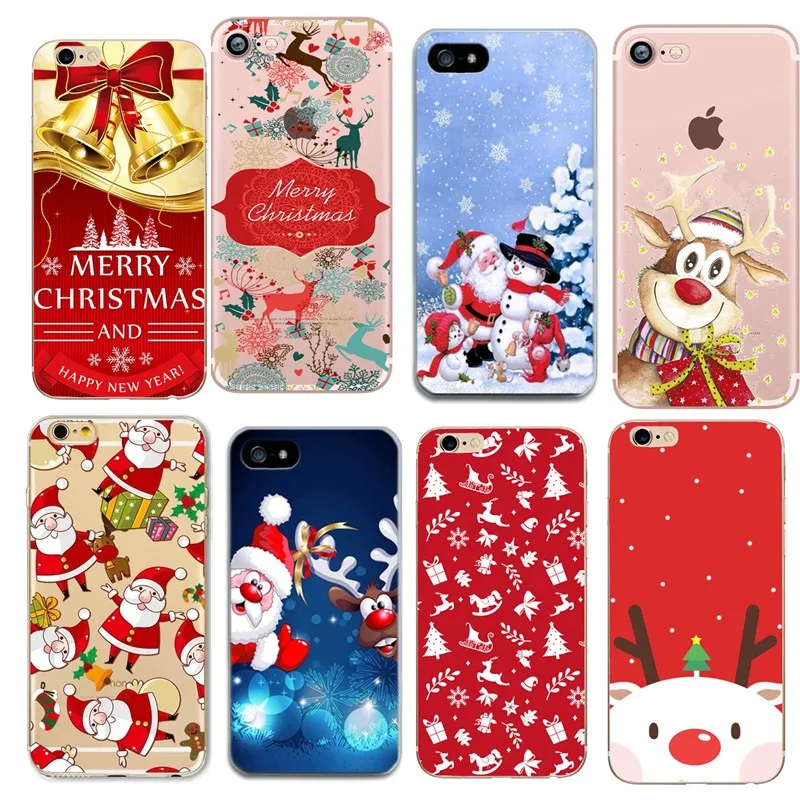 Рождественский чехол для Iphone 6 S мягкий с рисунком Санта-Клауса рождественского