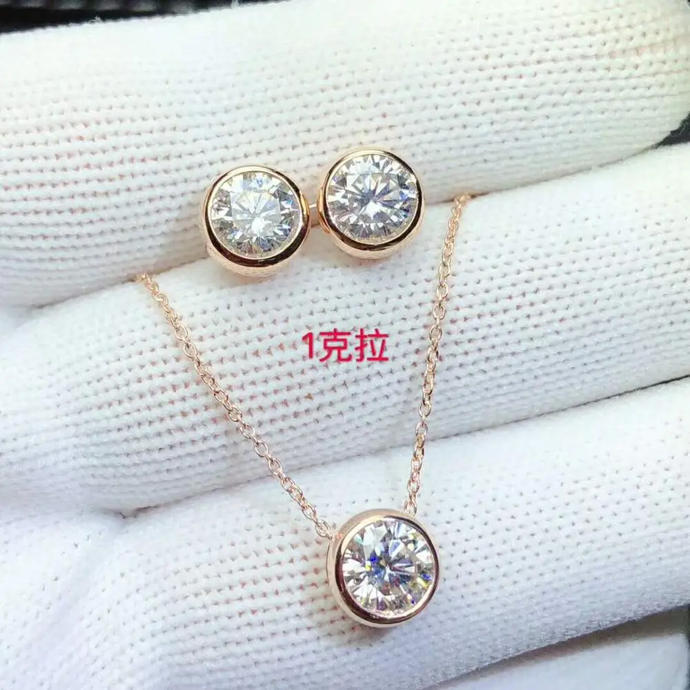 Классика! Moissanit АЛМАЗ 18k золото простые модные тонкие комплекты украшений для женщин Свадебные прозрачные драгоценные камни