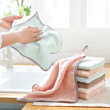 

Coral Velvet Wipes Cleaning Cloth Super Absorbent Dish Towels Kitchen Scouring Pad Washing Dishcloths 25X27CM Dropship