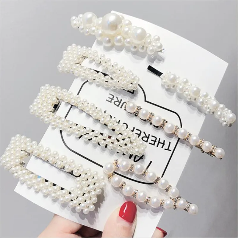 

Korean Acrylic Imitation Pearl Women Barrettes Elegant for female girl Hair Clip Hairgrips Hair Accessories New 2019