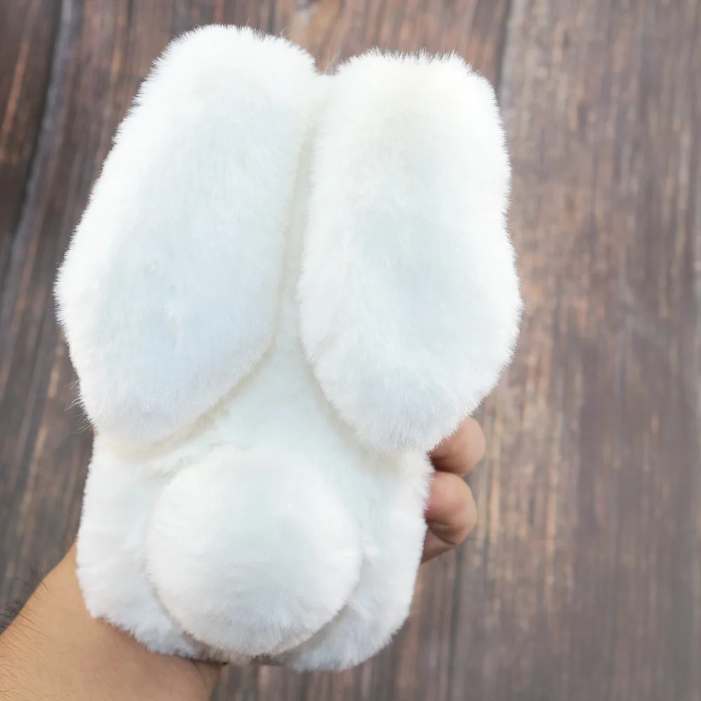 KIPX1033W_1_For iPhone 7 8 Case 3D Rabbit Hairy Warm Winter Fur Bling Rhinestone Plush Bunny Cover Case for iPhone XS XR 5 5S SE 6S 7P 8 Plus