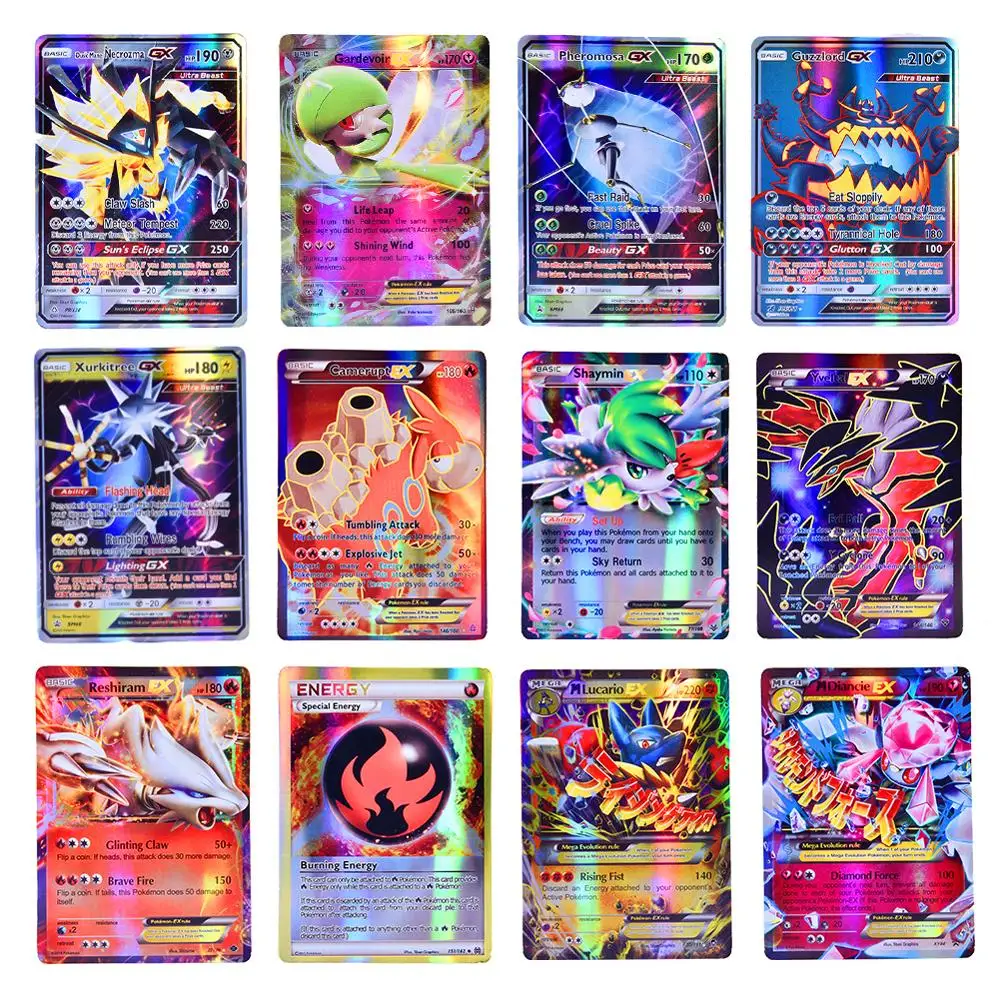 

100 Pcs No Repetition For GX EX MEGA Game Cards Toys Battle Carte Bright Energy Trading Cards Collecting Children Toy