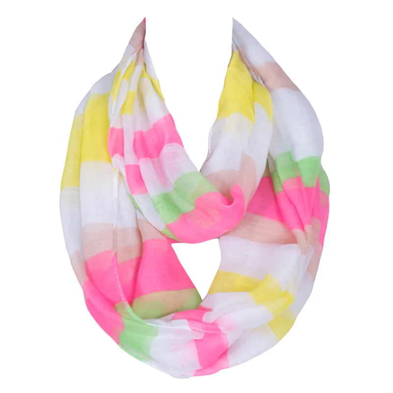 

Fashion Brand Design With Colorful Stripe Women Scarf for Ladies Polyester Voile Light and Breathable Shawl Size 160*50cm