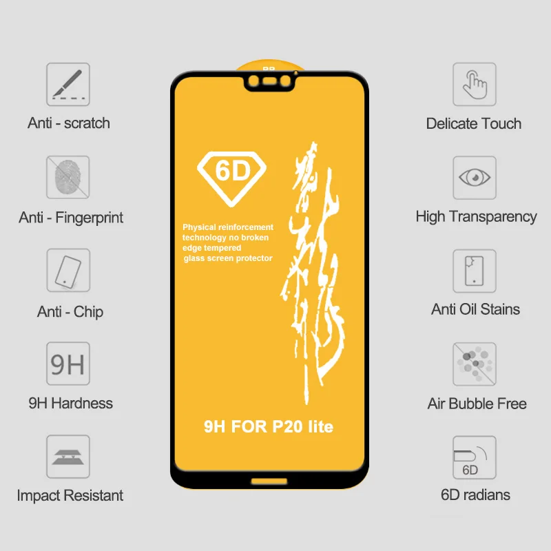 6D закаленное стекло для huawei Honor 8X 8A 8C 7X защита экрана на Nova 4 3i Защитное стекло для huawei Honor 8C 8A 9 Lite V20
