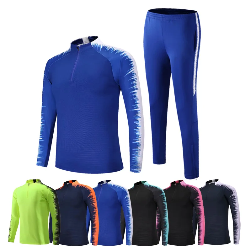 

2019 Men's Sport Tracksuit Customize Sportwear Suit Half Zipper Suits Outwear 2PC Jacket+Pants Sets Asian 2XS-4XL Plain Suits
